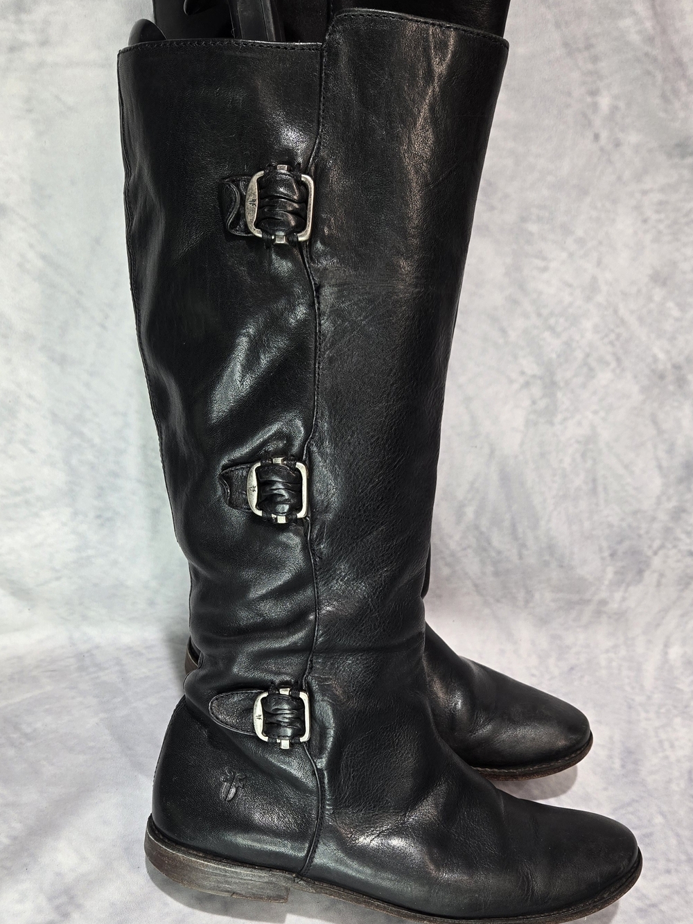 Frye Paige Tall Womens Ruding Boots Size 7.5 B Black Leather 77066 Pull On